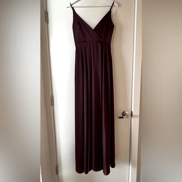 ode to love burgundy satin maxi dress Everdine Maxi Dress